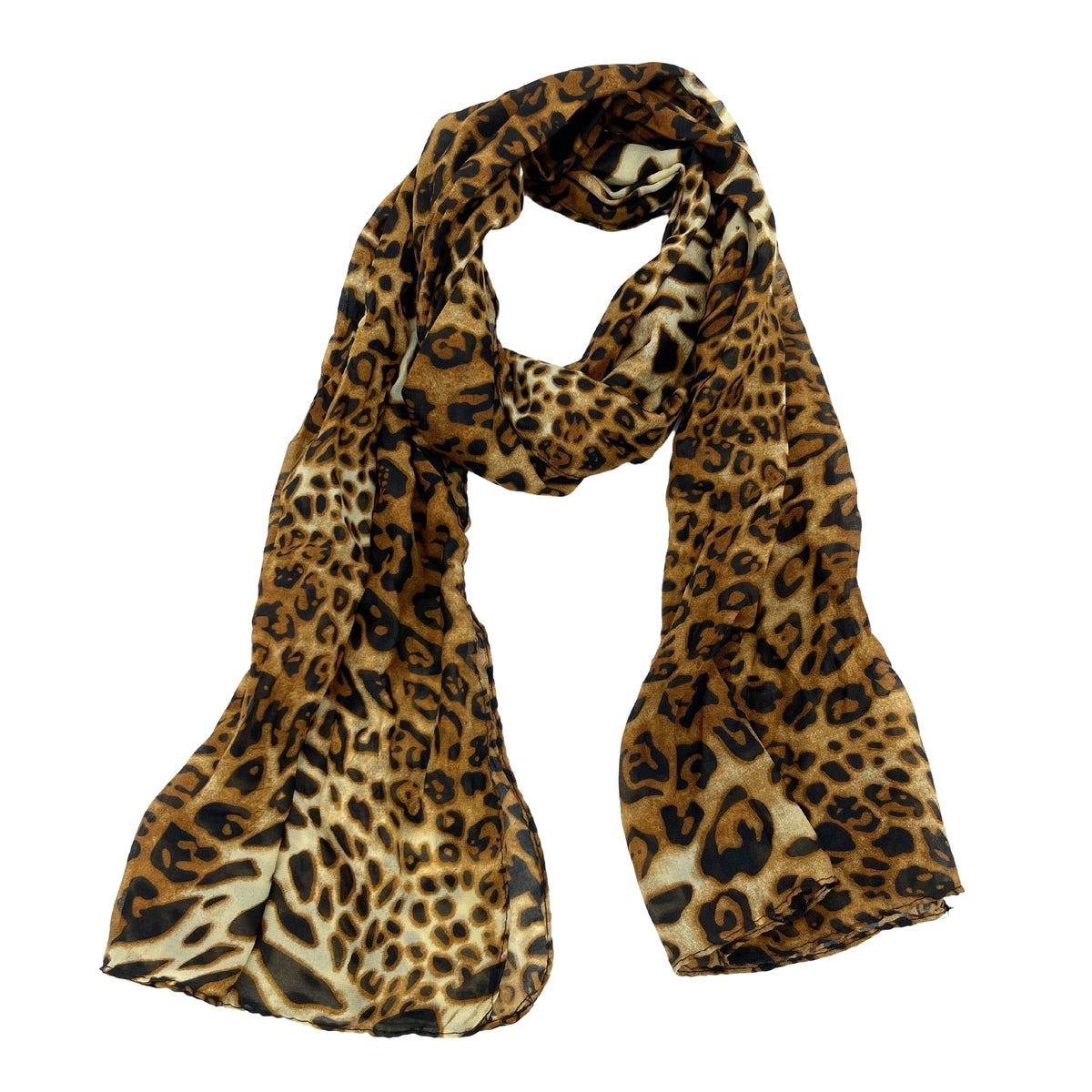 Jacaru 1679/38 Chiffon Scarf - Large Leopard Print (150 x 50cm Vegan Friendly)