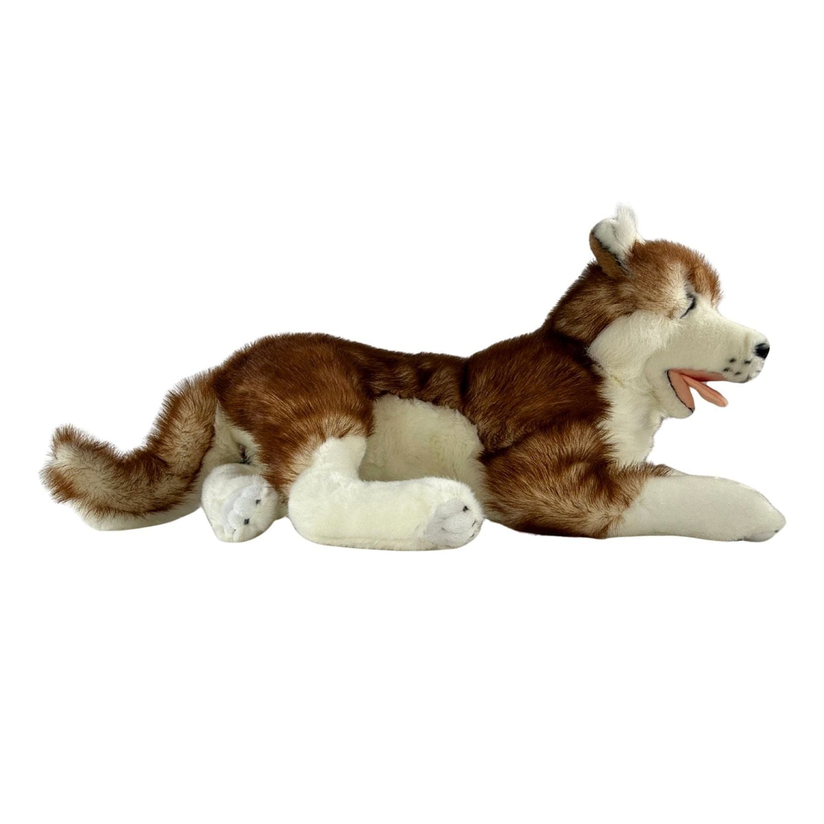Bocchetta Scarlet 62cm Lying Husky Plush Toy - Red (Realistic Stuffed Animal Dog Gift)