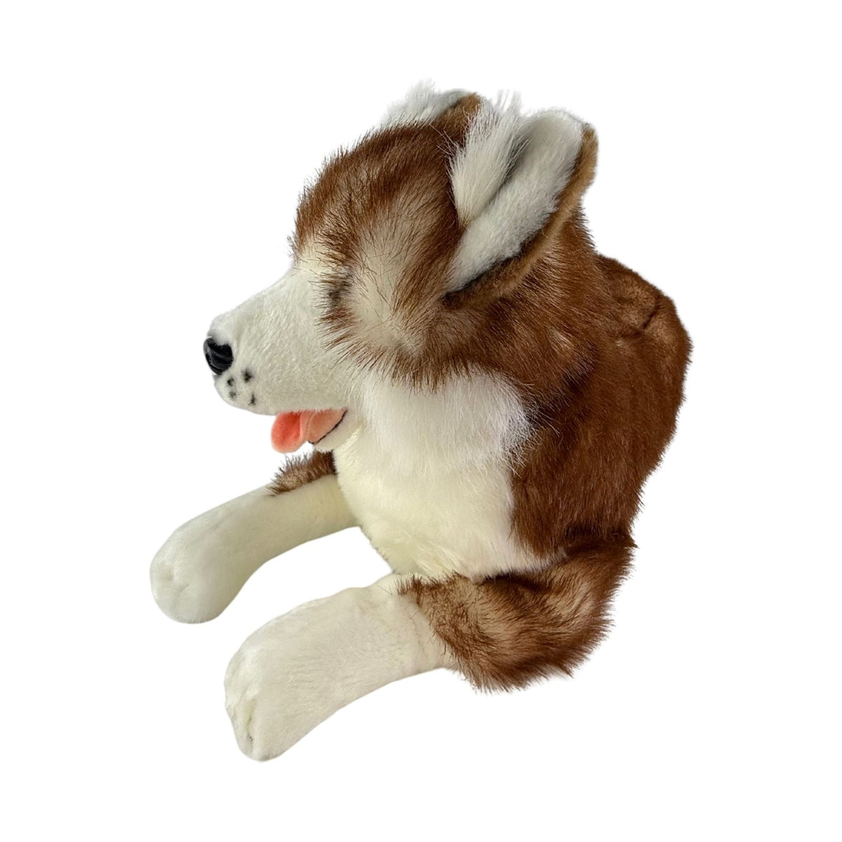 Bocchetta Scarlet 62cm Lying Husky Plush Toy - Red (Realistic Stuffed Animal Dog Gift)