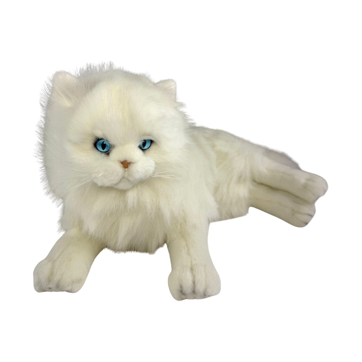 Bocchetta Snowflake 38cm Lying Persian Cat Plush Toy - White (Realistic Stuffed Animal Cat Gift)