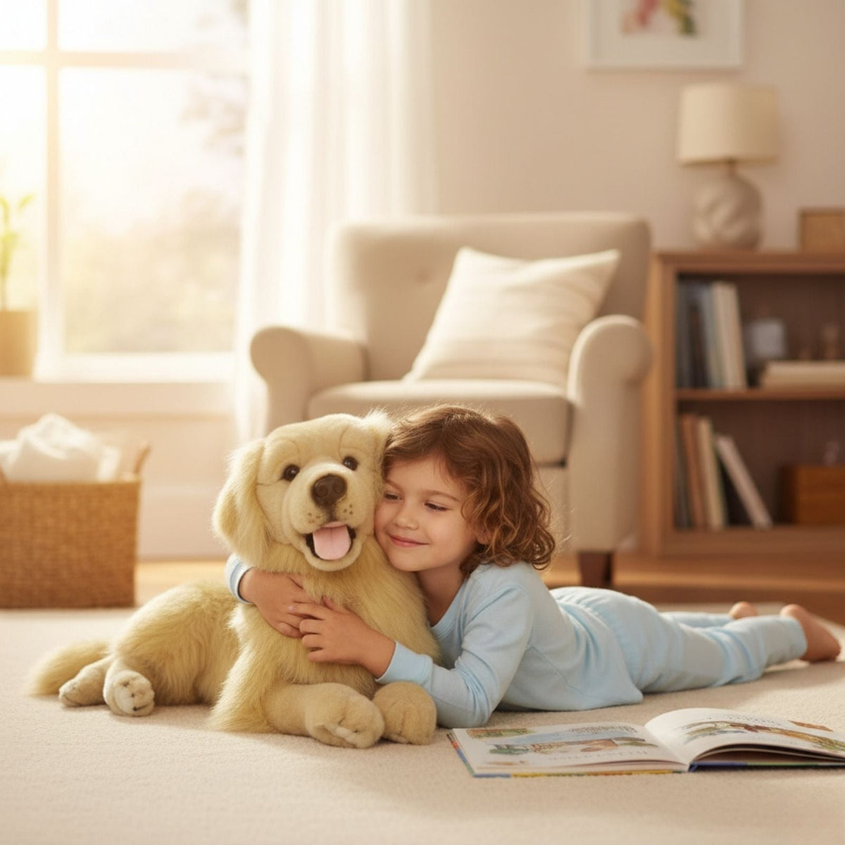 Bocchetta Spencer 62cm Lying Golden Retriever Plush Toy (Realistic Stuffed Animal Dog Gift)