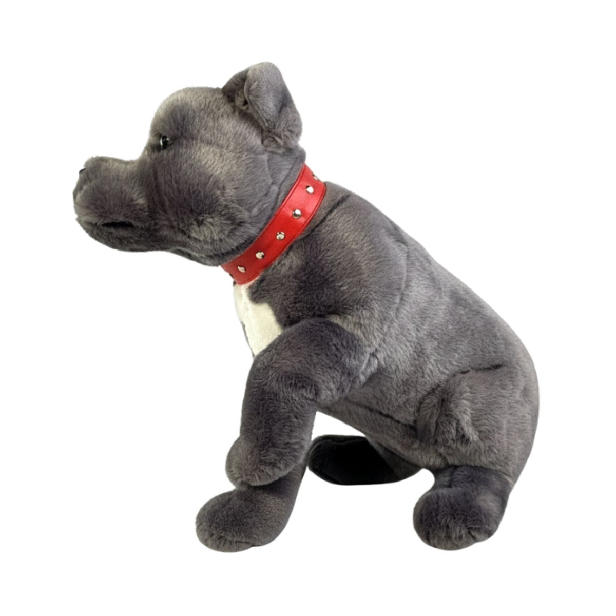 Bocchetta Storm 32cm Sitting Staffy Plush Toy - Grey (Realistic Stuffed Animal Dog Gift)