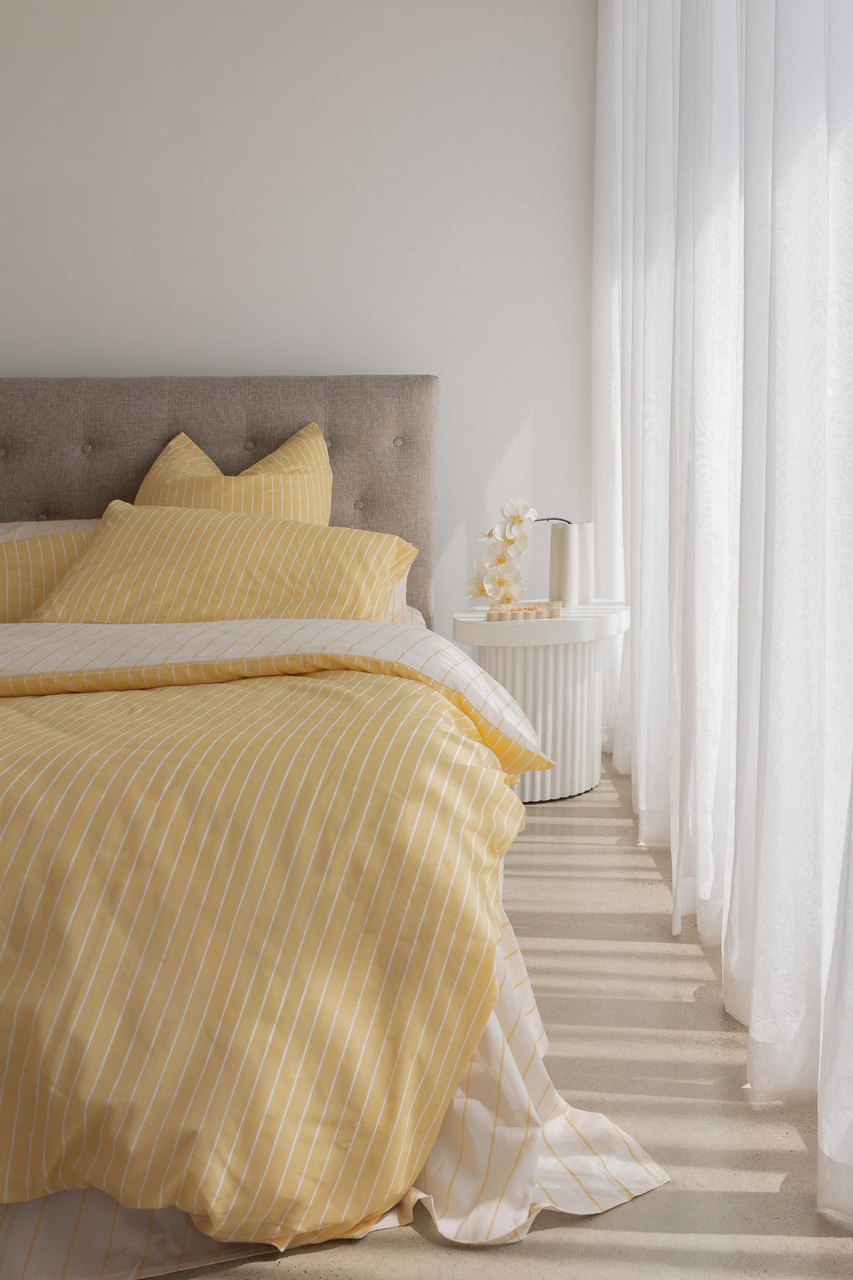 100% Cloud Cotton Duvet Quilt Cover Set w/ 2 Pillow Cases - SOLEIL Yellow