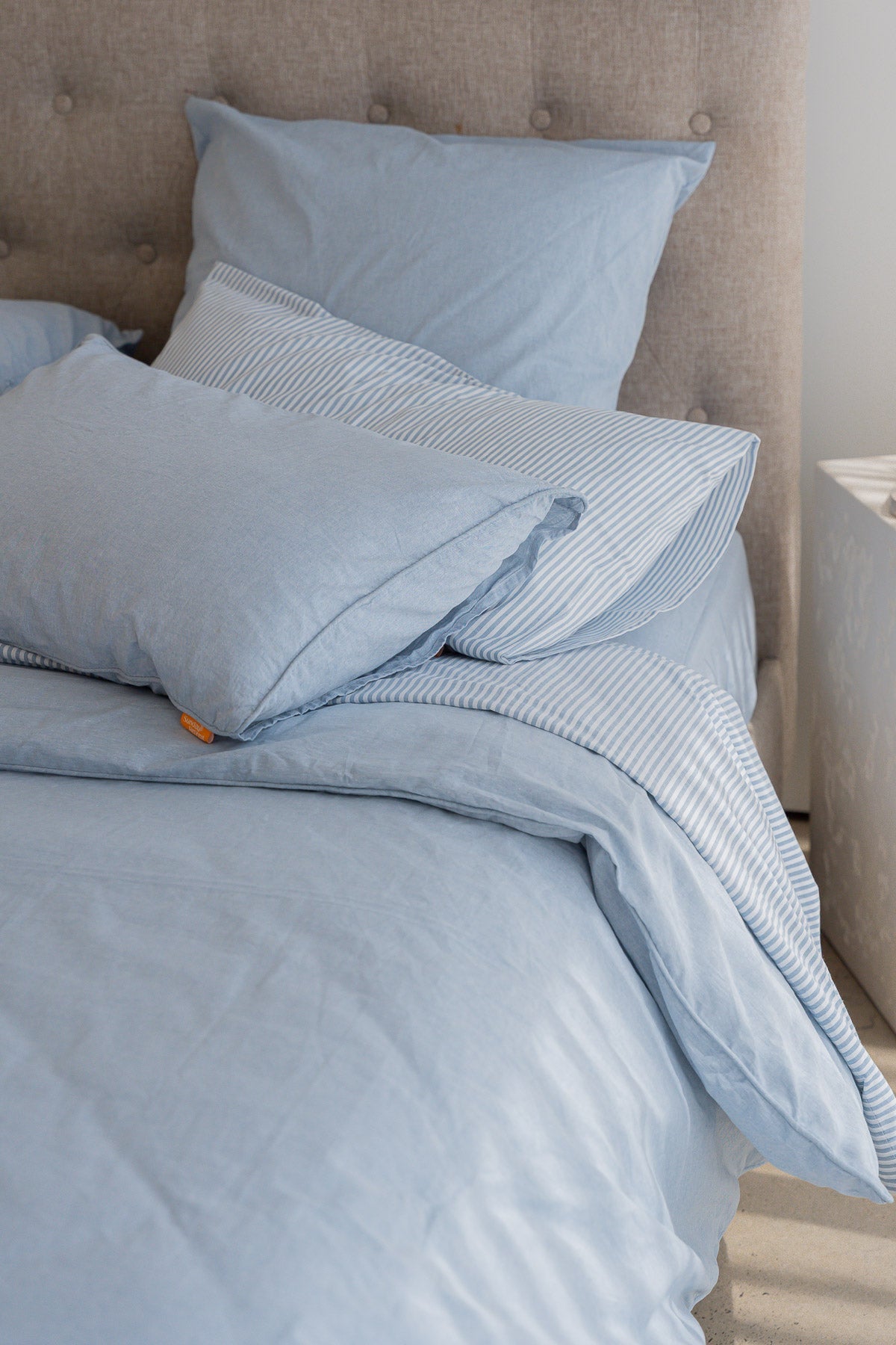 100% Cloud Cotton Duvet Quilt Cover Set w/ 2 Pillow Cases - CIEL Sky Blue
