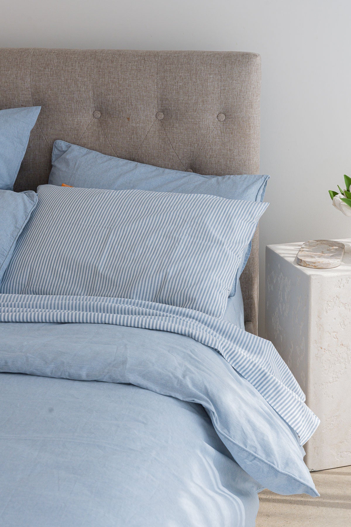 100% Cloud Cotton Duvet Quilt Cover Set w/ 2 Pillow Cases - CIEL Sky Blue