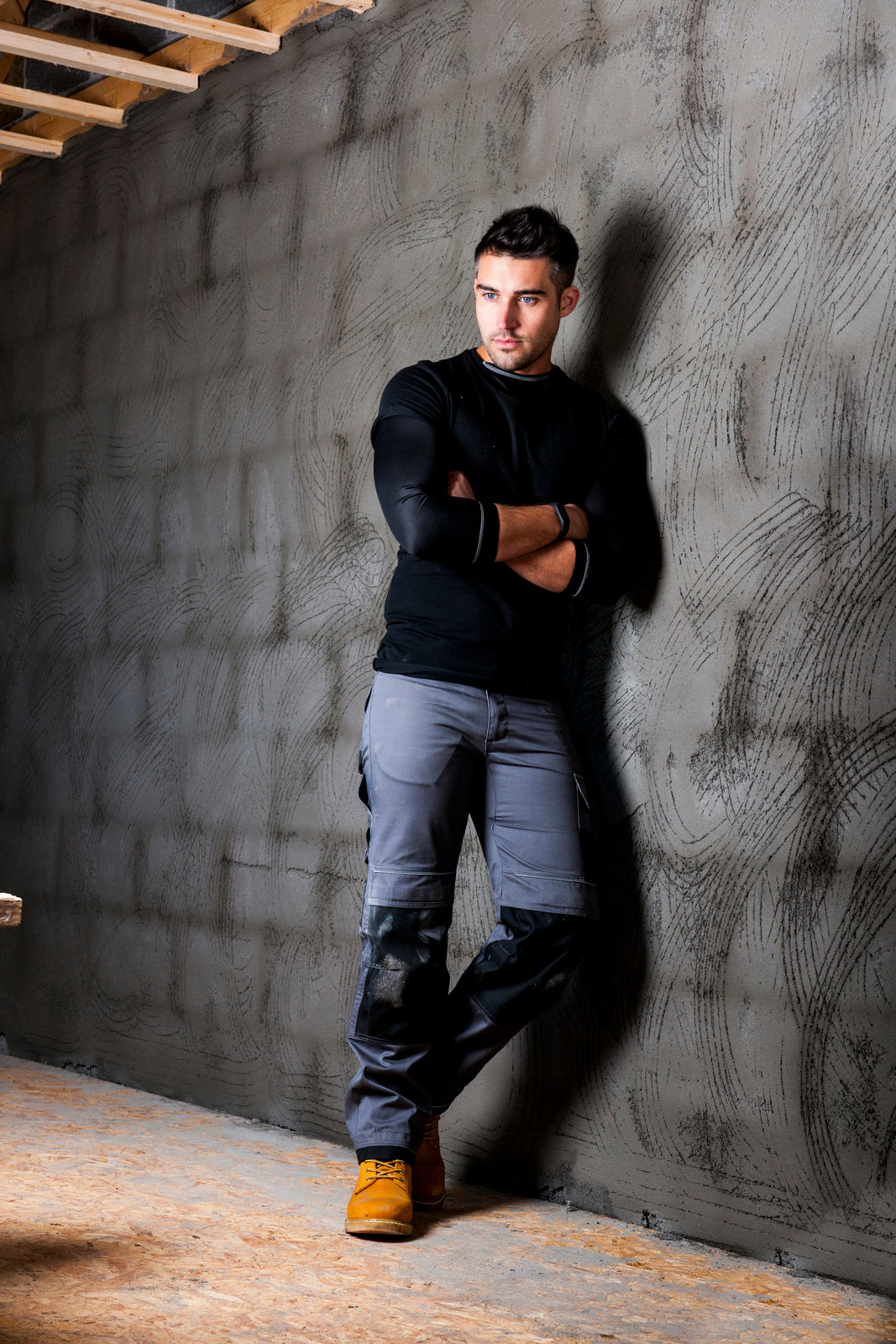 Tradies Cargo Pants Holster Work Trousers Pants w Free Kneepads Workwear Safety - Grey/Black