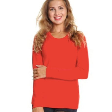 Womens Thermal Top w/ Brushed Interior Warm Winter Fleece Baselayer - Red