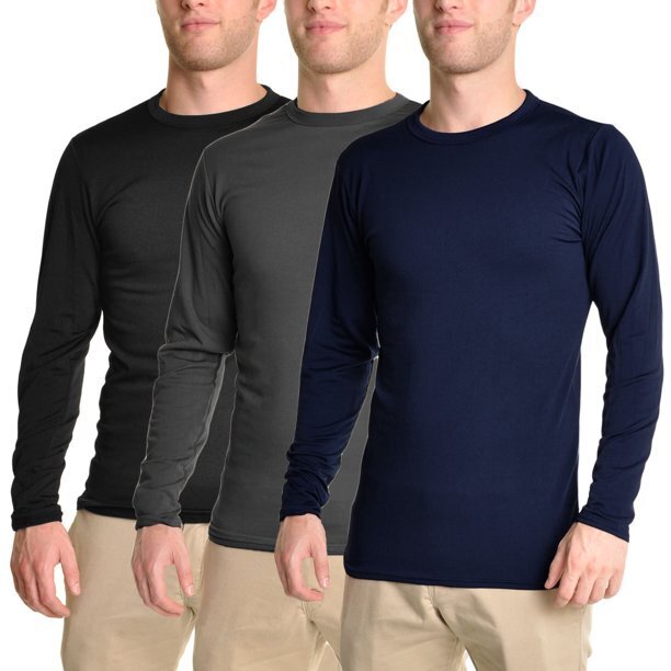 Mens Thermal Top w/ Brushed Interior Warm Winter Fleece Baselayer - Grey