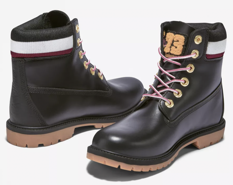 Timberland Womens Heritage 6 Inch Waterproof Winter Leather Boot - Black Fullgrain With Pink