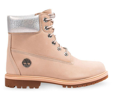 Timberland Womens Heritage 6-Inch Waterproof Winter Leather Boots - Light Pink Nubuck