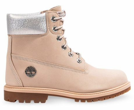 Timberland Womens Heritage 6-Inch Waterproof Winter Leather Boots - Light Pink Nubuck