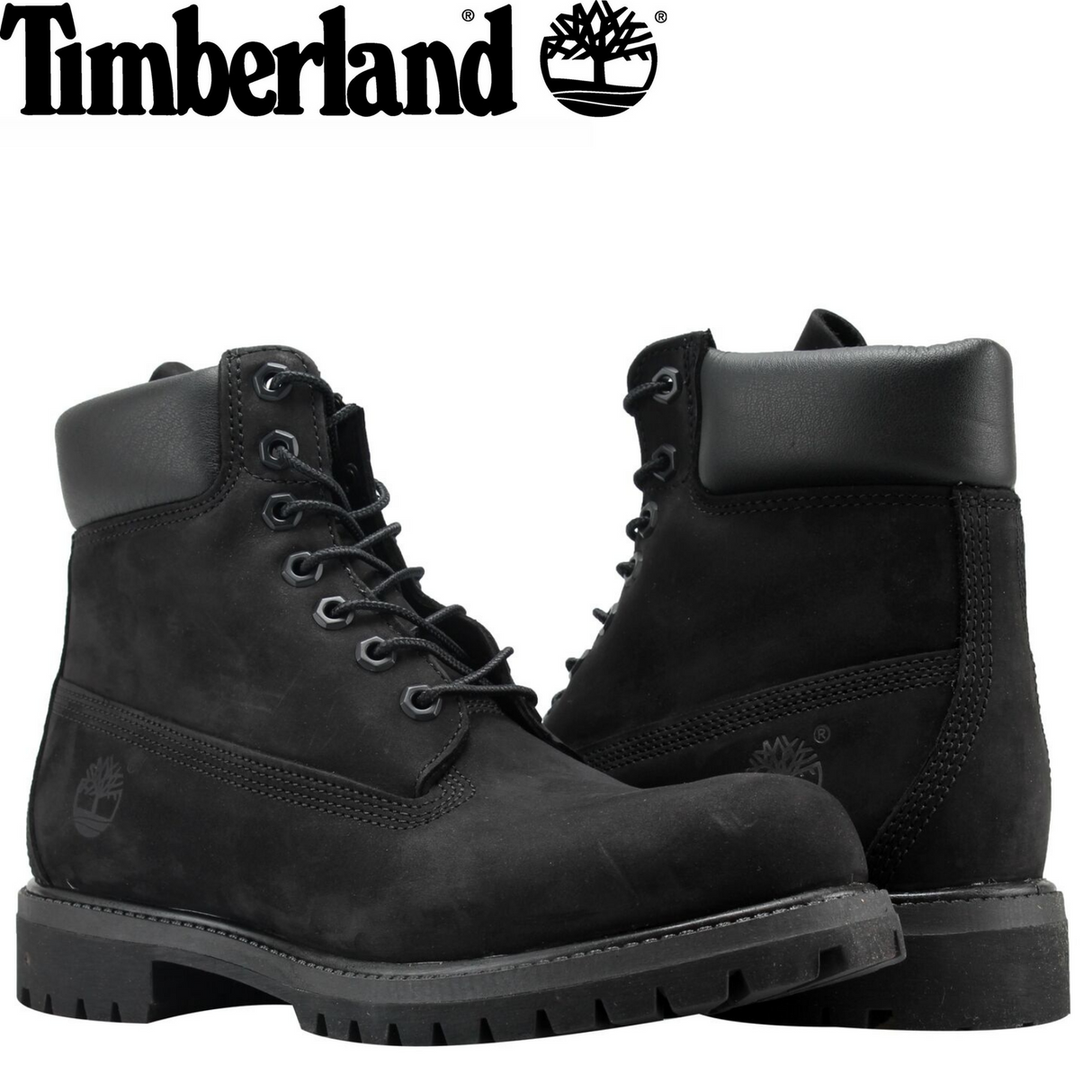 TIMBERLAND Mens 6" Premium Waterproof Boots Original Iconic Shoes - Black Nubuck