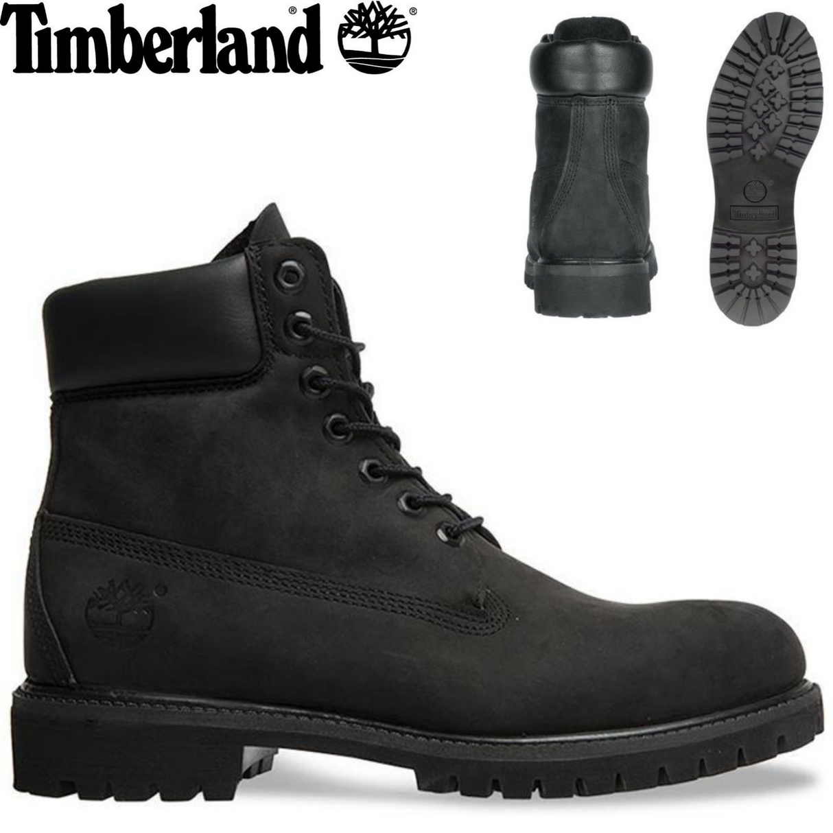 TIMBERLAND Mens 6" Premium Waterproof Boots Original Iconic Shoes - Black Nubuck