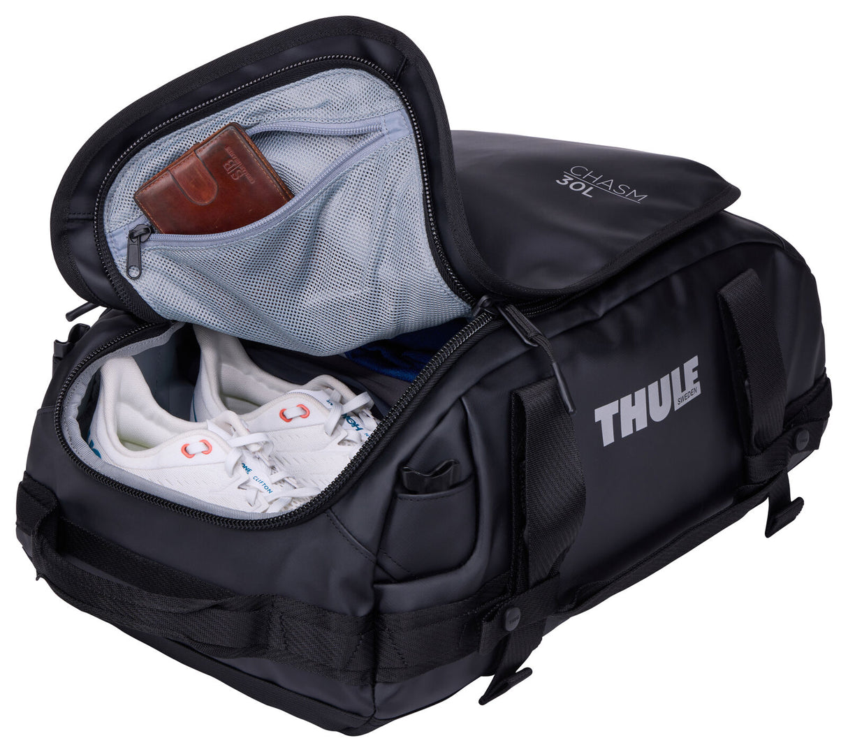 Thule Chasm 30L Duffel Overnight Travel Bag - Black (Convertible Duffle Backpack)