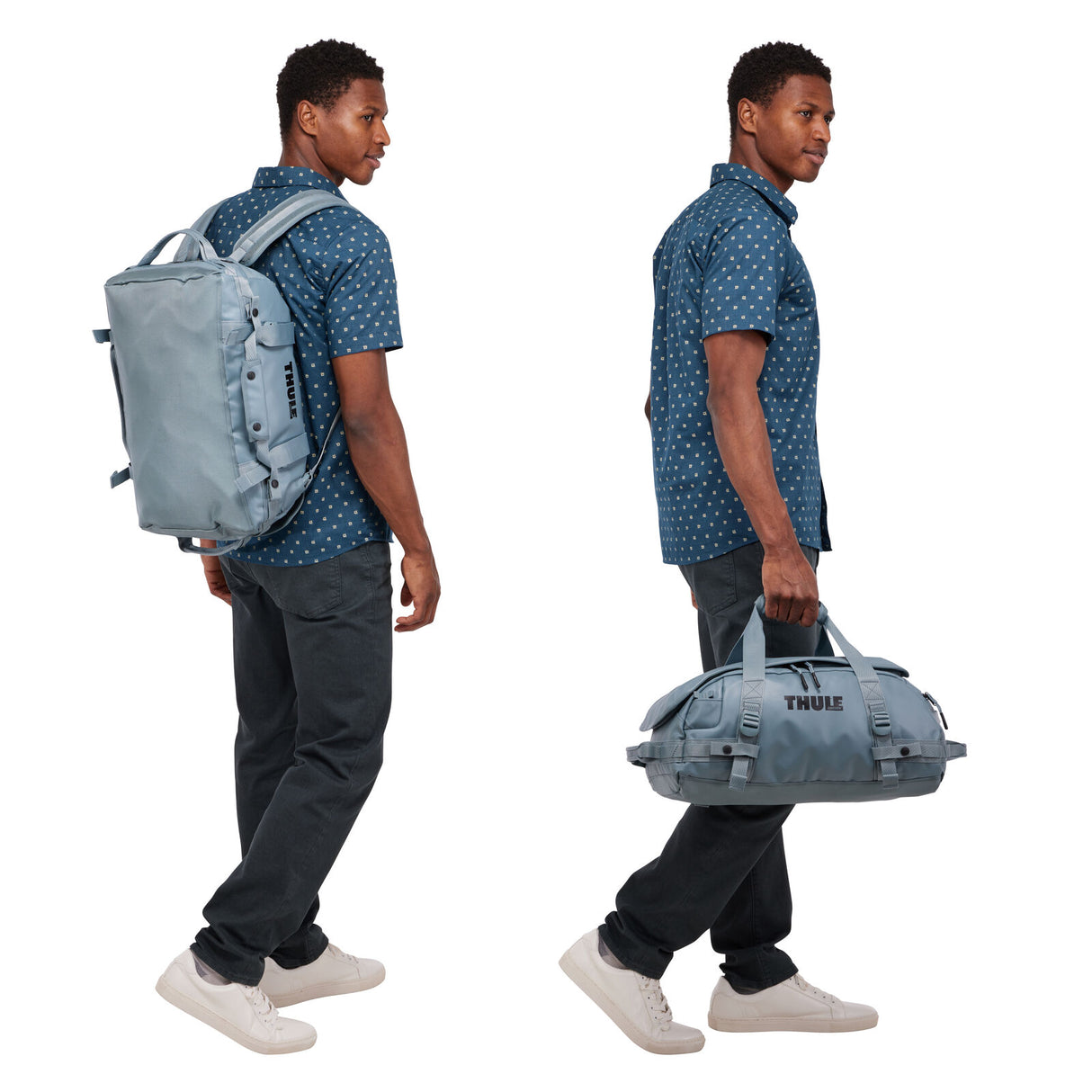 Thule Chasm 30L Duffel Overnight Bag Convertible Backpack Duffle in Pond Grey