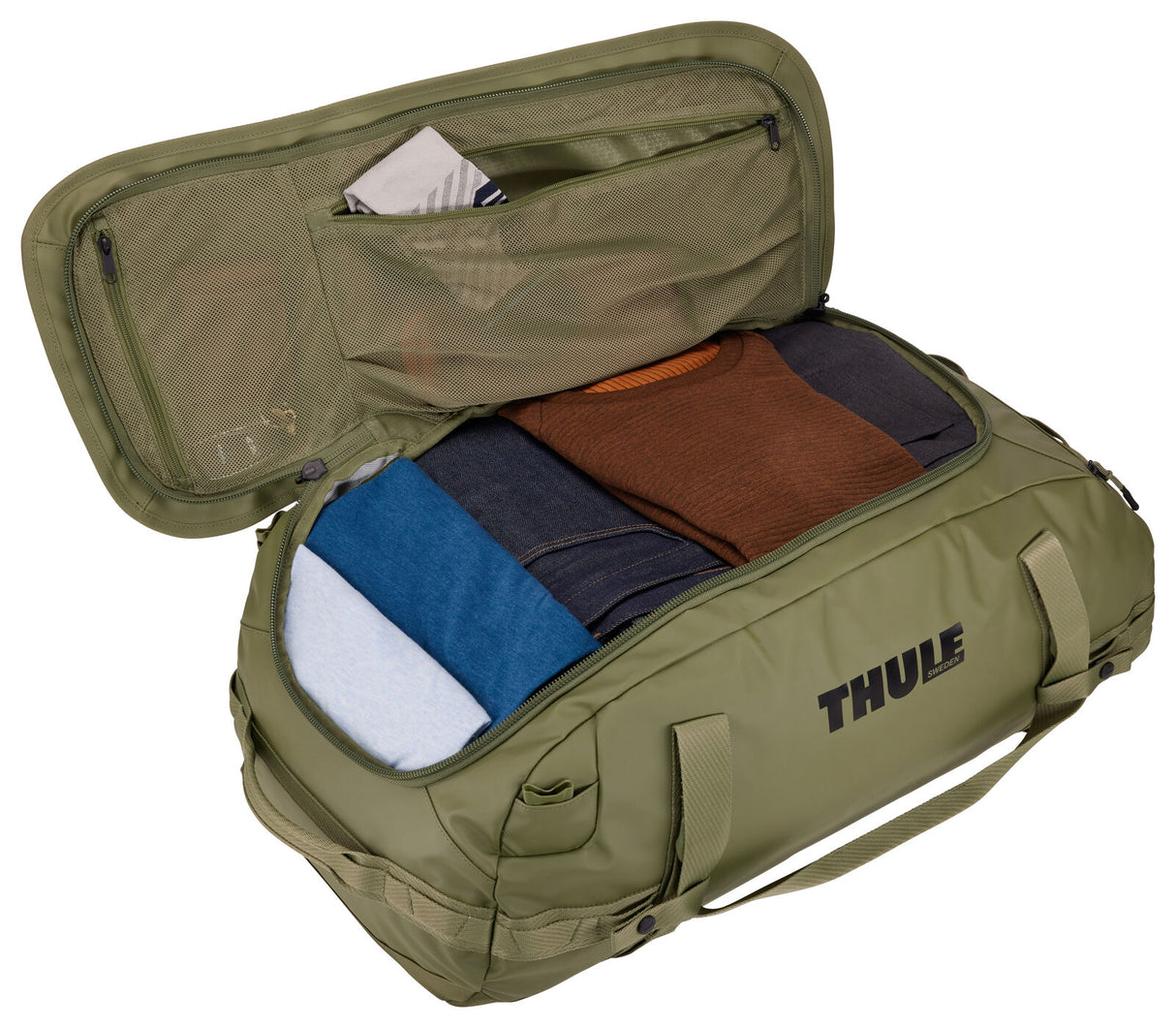 Thule Chasm 70L Duffel Overnight Bag Convertible Backpack Duffle in Olivine