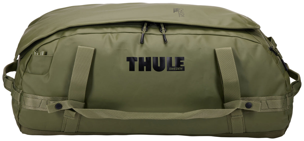 Thule Chasm 70L Duffel Overnight Bag Convertible Backpack Duffle in Olivine