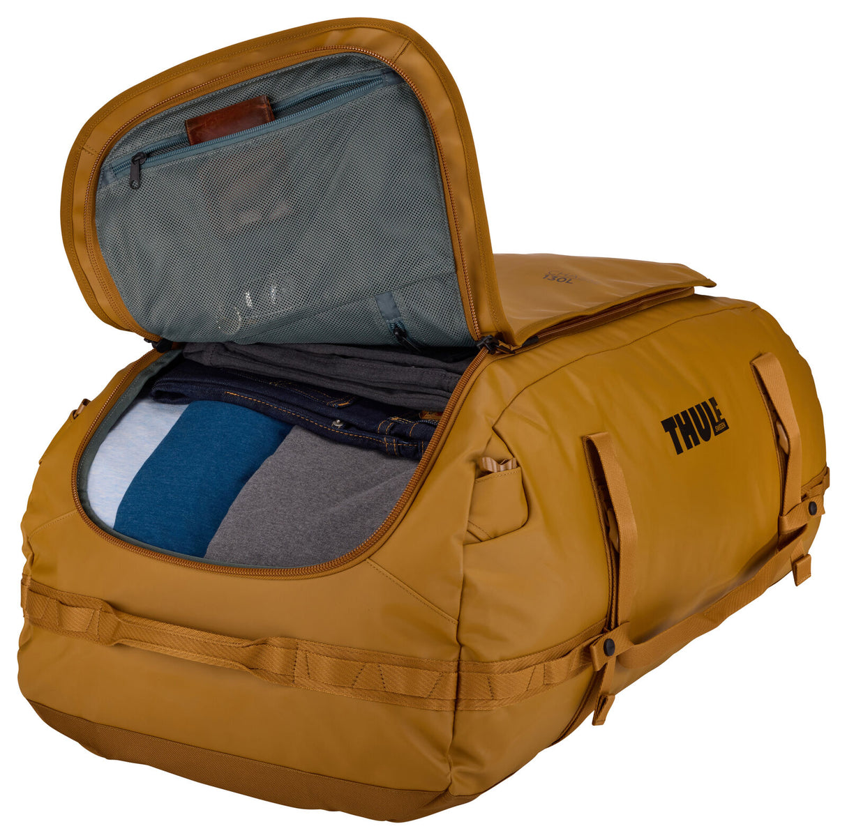 Thule Chasm 130L Duffel Overnight Bag Convertible Backpack Duffle in Golden