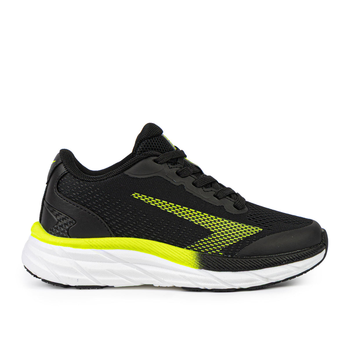 Sfida Tempo Boys Lace Up Runners - Black/Lime (Kids Sneakers/Shoes)