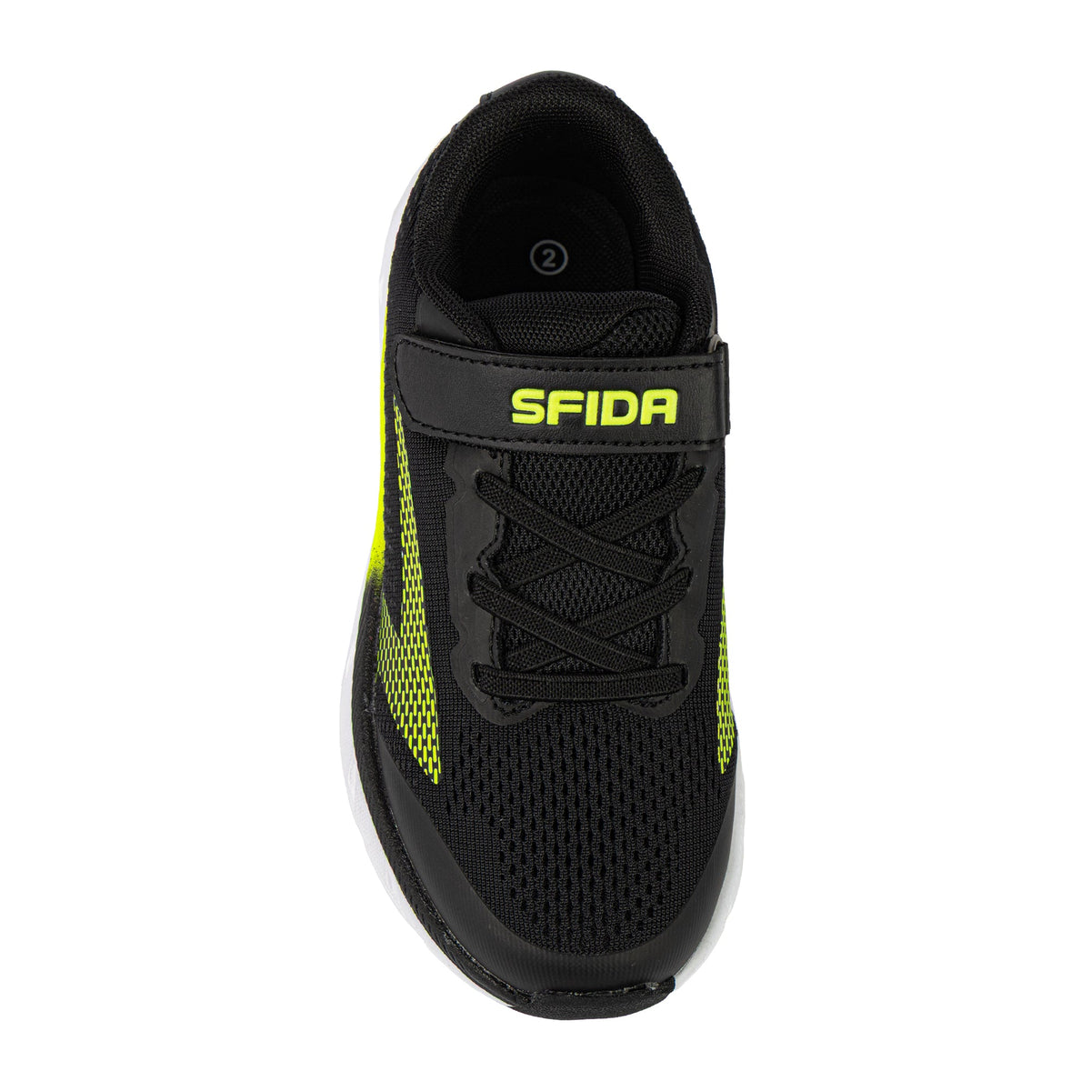 Sfida Tempo Boys V Strap Runners - Black/Lime (Kids Sneakers/Shoes)