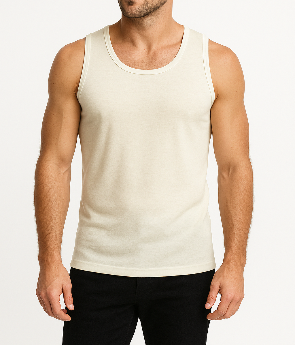 Mens 100% Pure Merino Wool Sleeveless Athletic SINGLET Top Thermal Underwear