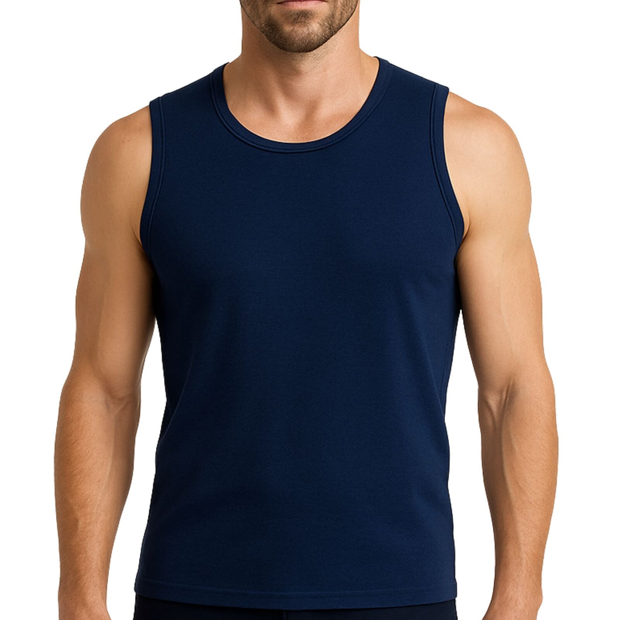 Thermo Fleece Mens 100% Merino Wool Singlet - Navy (Thermal Underwear)