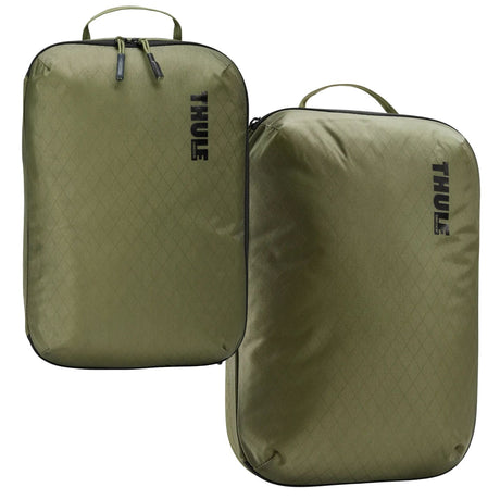 2x THULE Packing Cube Set Compression Travel Storage Bags Duo in Green - (S & M)