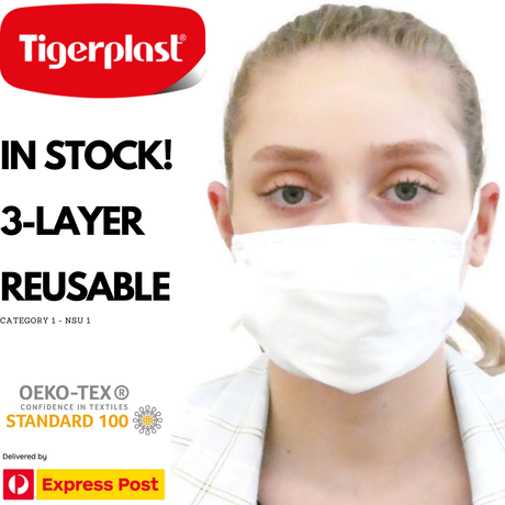 TIGERPLAST Kids Fabric Face Mask Washable Reusable Mask Protect Mouth Cover - White