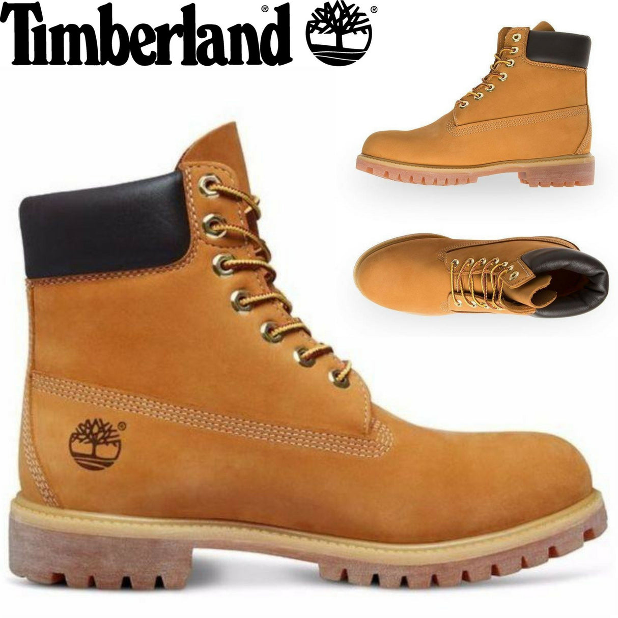 TIMBERLAND Mens 6-inch Premium Waterproof Boots Original Yellow Shoes - Wheat Nubuck