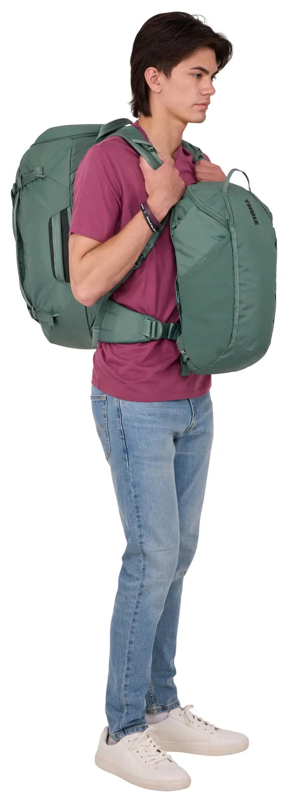 THULE Landmark 60L Travel Backpack w/ 20L Daypack & Laptop Sleeve in Hazy Green
