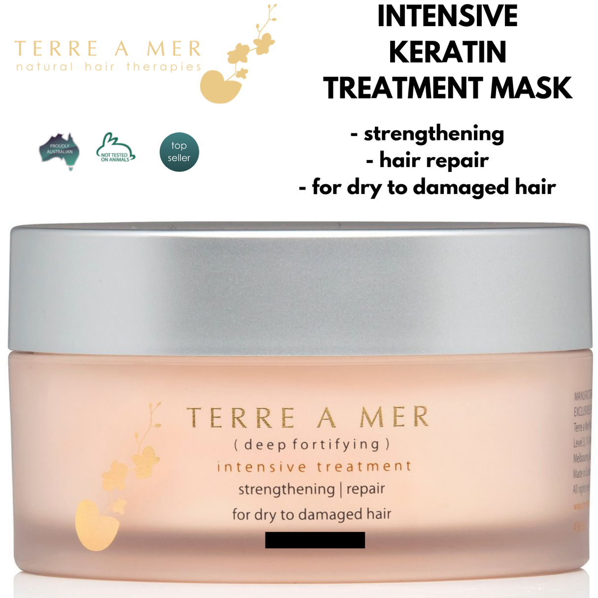 2x TERRE A MER Keratin/Argan Oil Repair Hair Mask Treatment Cream - Intensive Treatment (200ml)