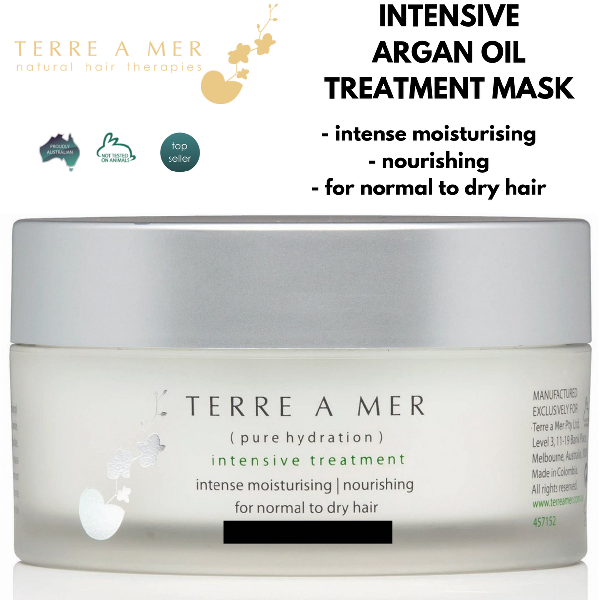 12x TERRE A MER Amino Acid/Argan Oil Repair Hair Mask Treatment Cream - Intensive Treatment (200ml)