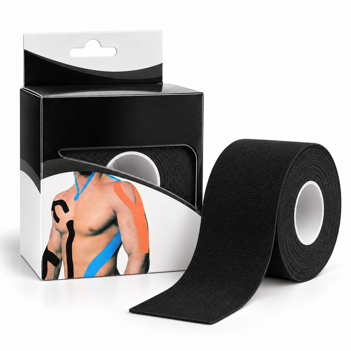5m Roll Sports & Therapy Kinesiology Tape - 5cm Width in Black (Self-Adhesive)