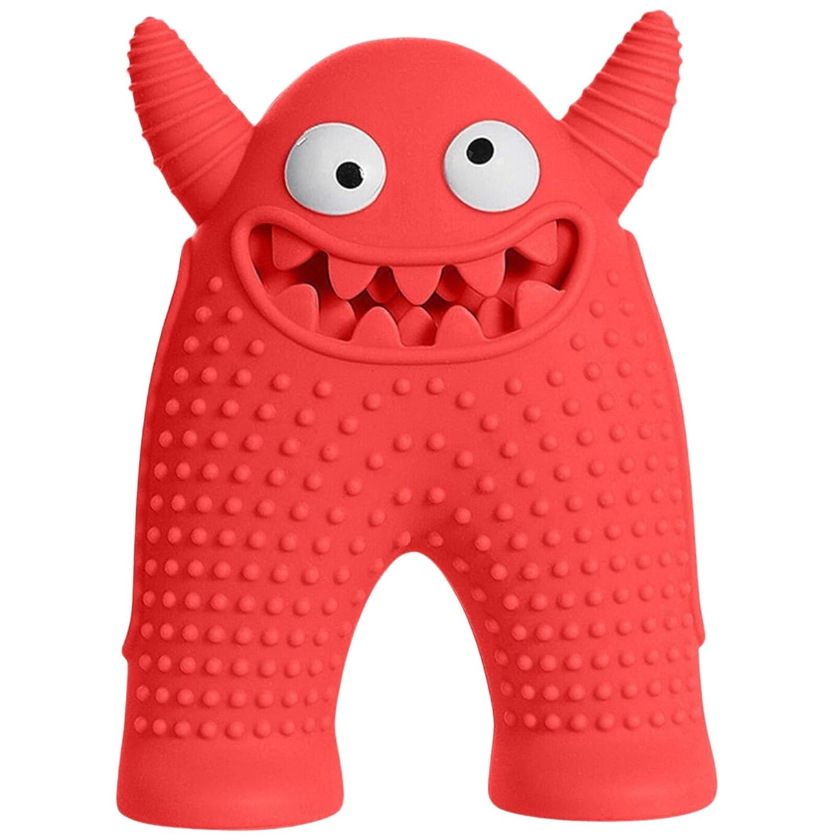 Dog Toothbrush Puppy Teeth Cleaner Squeaky Chew Toy in Coral Red