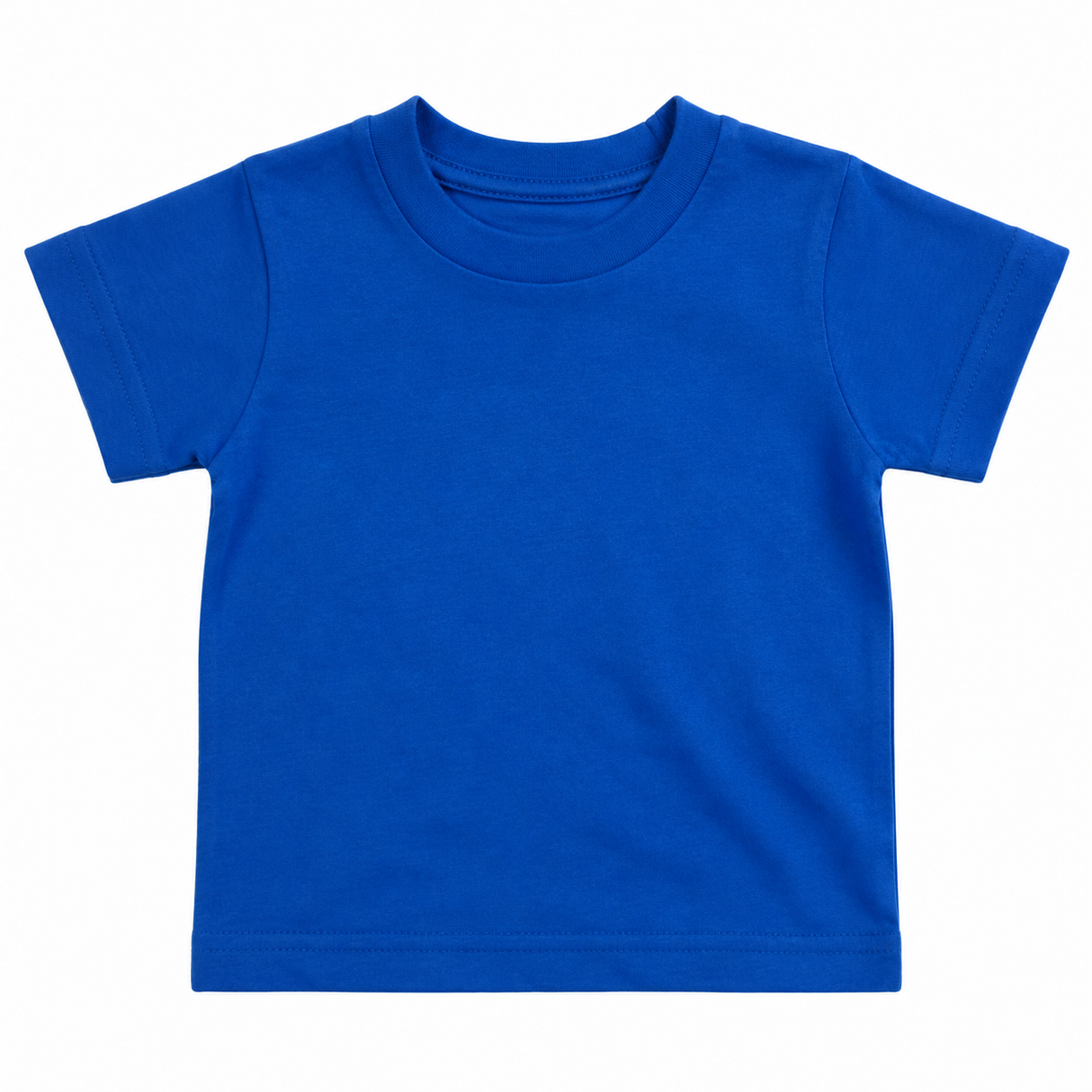 Toddler Plain 100% Cotton T-Shirt - Bright Blue (Basic Kids Crew Top)