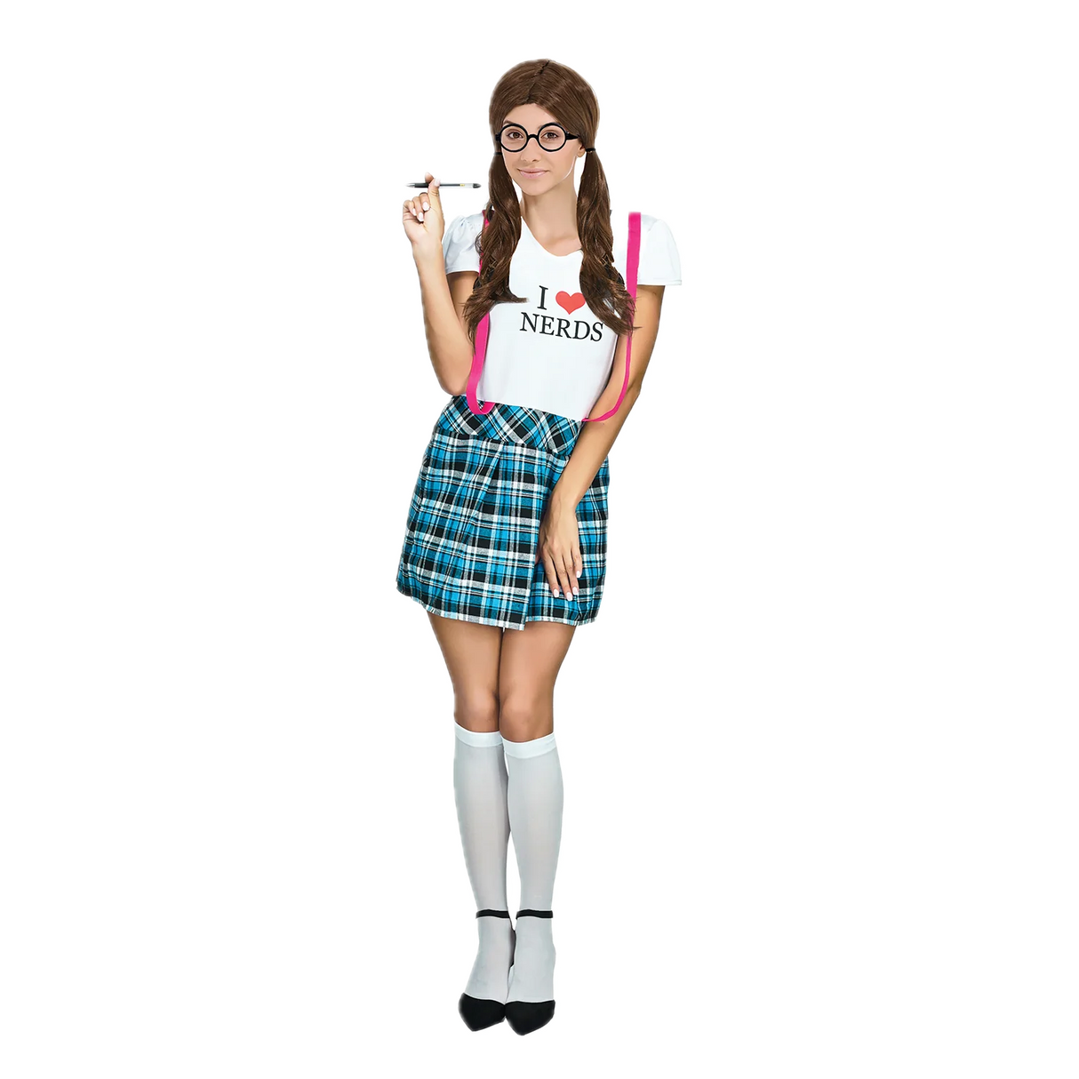 Adult Nerd Girl Costume Party Naughty Schoolgirl Geek Uniform Ladies
