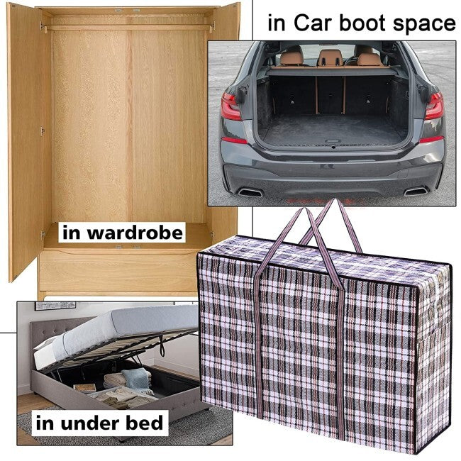 40x Medium Checkered Bags - Striped Shopping Bags - 55cm x 50cm x 30cm