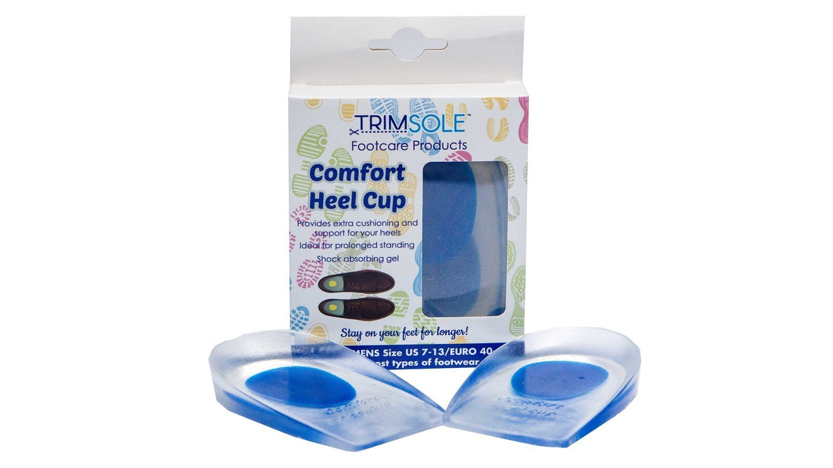 TRIMSOLE Mens Comfort Heel Cup Silicone Gel Pad Cushion Insoles Inserts (1 Pair)