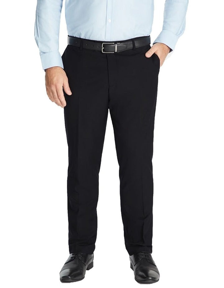 Mens Microfibre Trousers Dress Business Formal Office Pants Wrinkle-Friendly - Black