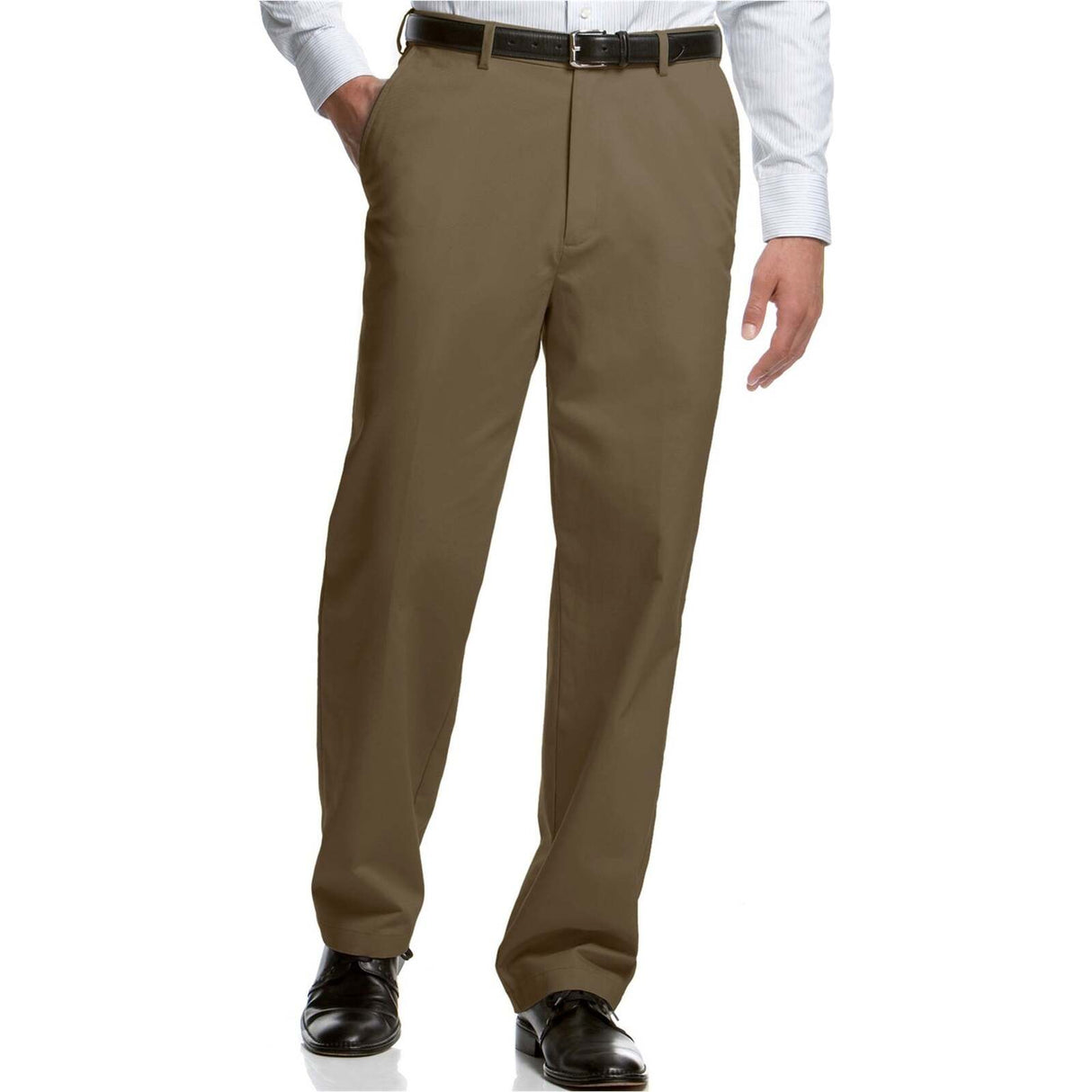 Mens Microfibre Trousers Dress Business Formal Office Pants Wrinkle-Friendly - Taupe