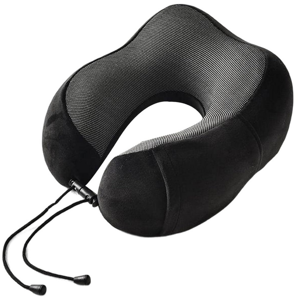Velvet Memory Foam Neck Pillow Breathable for Travel Soft U Shaped Safety - Black