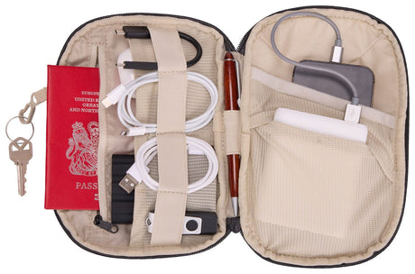 THULE Subterra Powershuttle Pouch Tech Organiser Travel Case in Vetiver Gray - Medium