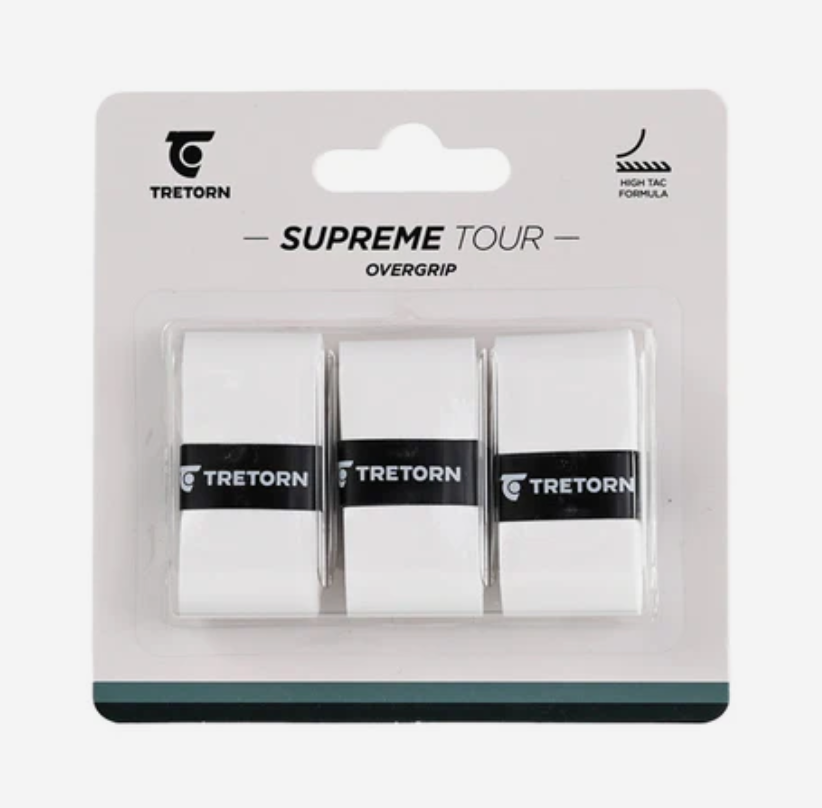 Tretorn Supreme Tour 3 Pack Overgrip Grip Tennis Pickleball Padel in White
