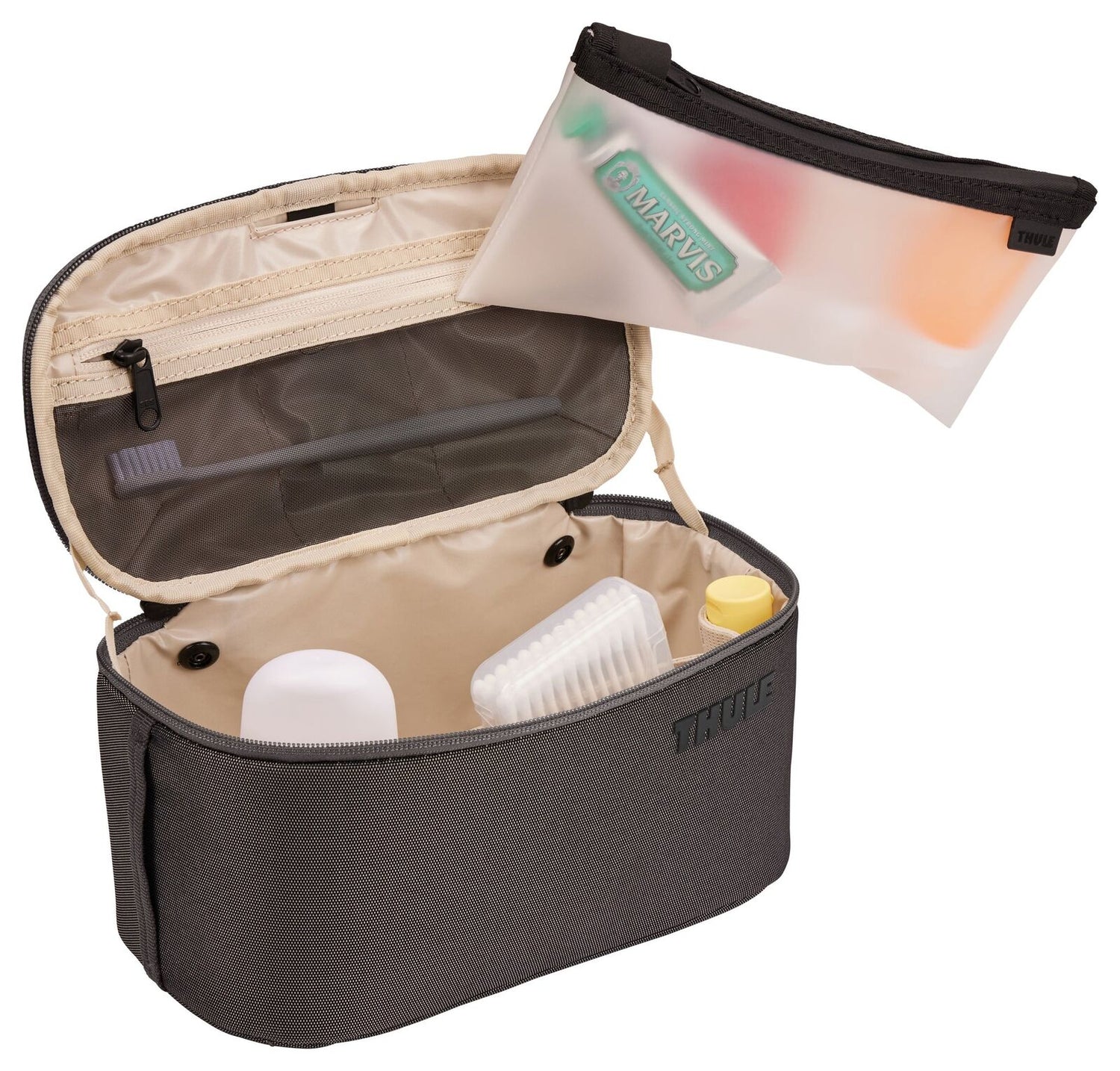 THULE Subterra Wipeable Toiletry Bag Travel Wash Kit w/ Removable TSA Pouch in Vetiver Gray