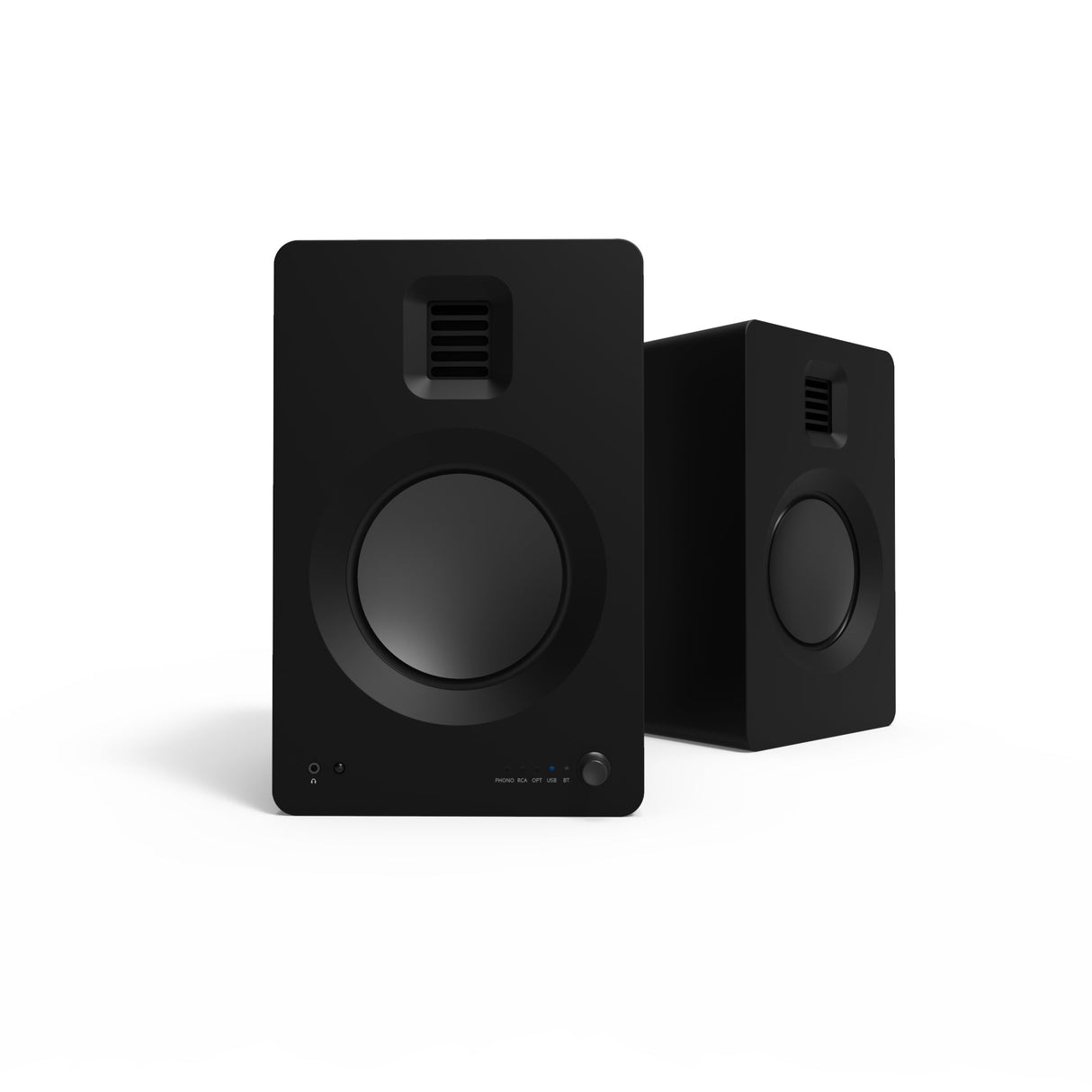 Kanto TUK 260W Matte Black Powered Bookshelf Speakers with Headphone Out, USB Input, Dedicated Phono Pre-amp, Bluetooth - Pair