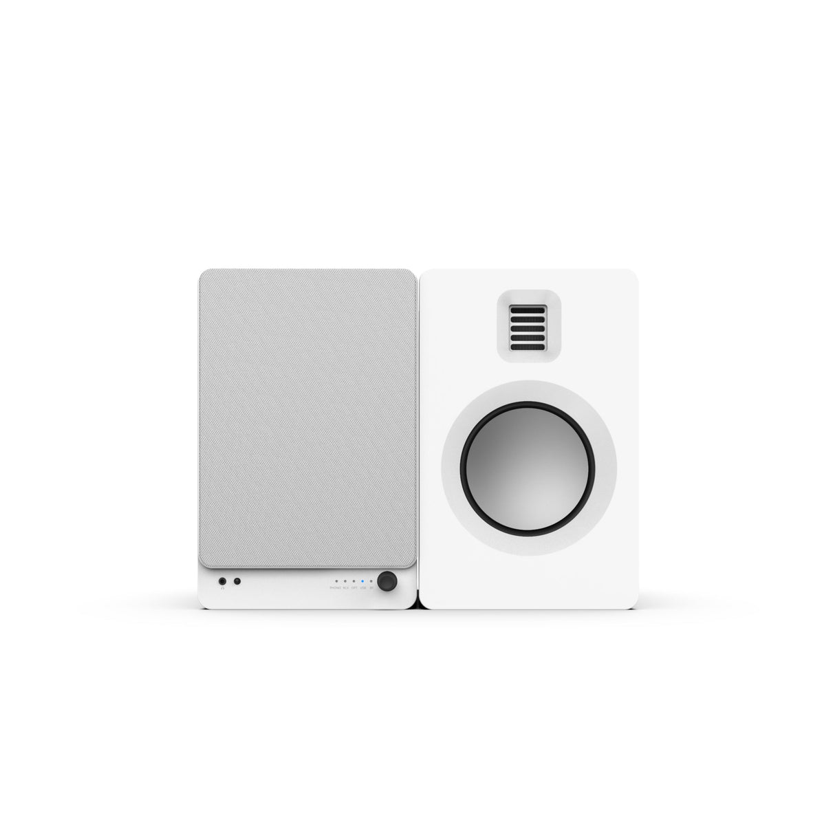 Kanto TUK 260W Matte White Powered Bookshelf Speakers with Headphone Out, USB Input, Dedicated Phono Pre-amp, Bluetooth - Pair