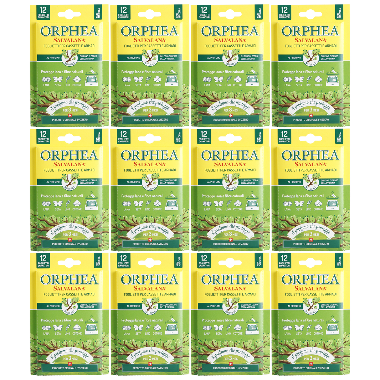 12x Orphea 12pcs Clothes Protector Scented Strips Bulk Pack - Virginian Cedarwood (Drawers/Closets)