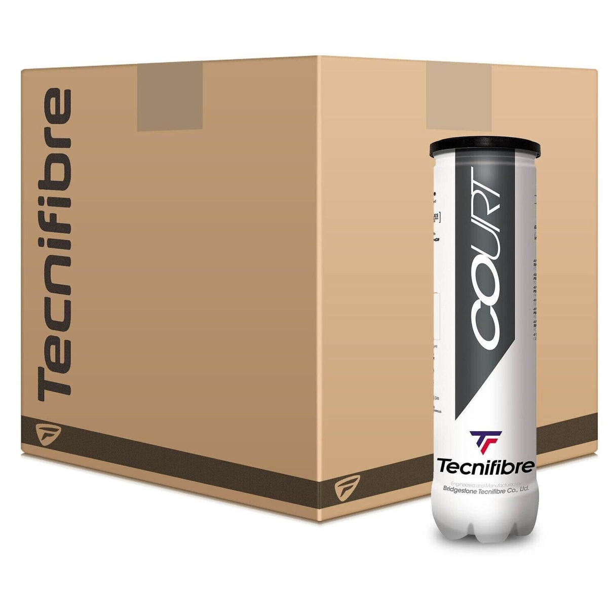 Tecnifibre Court Tournament Tennis Balls Bulk Box - 72 Balls (18 Cans of 4) - ITF & USTA Approved