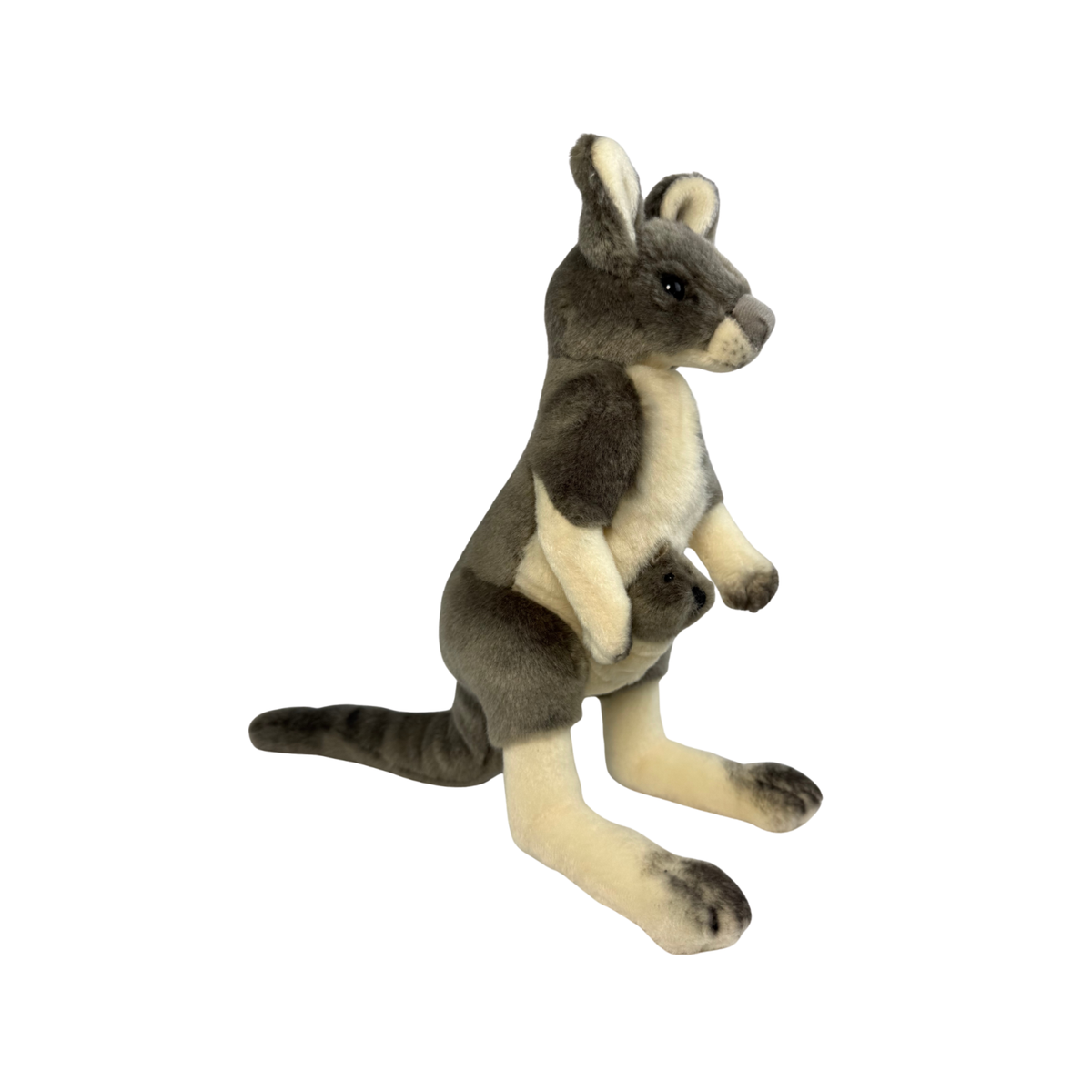 Bocchetta Tracy 26cm Grey Kangaroo with Joey Plush Toy (Australian Stuffed Animal Souvenir Gift)