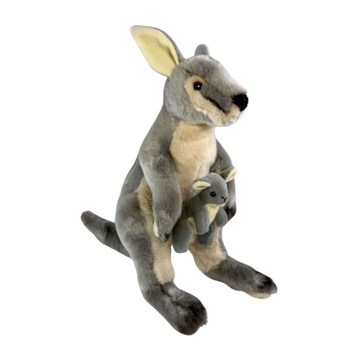 Bocchetta Trudy 38cm Eastern Grey Kangaroo with Joey Plush Toy (Australian Stuffed Animal Souvenir Gift)